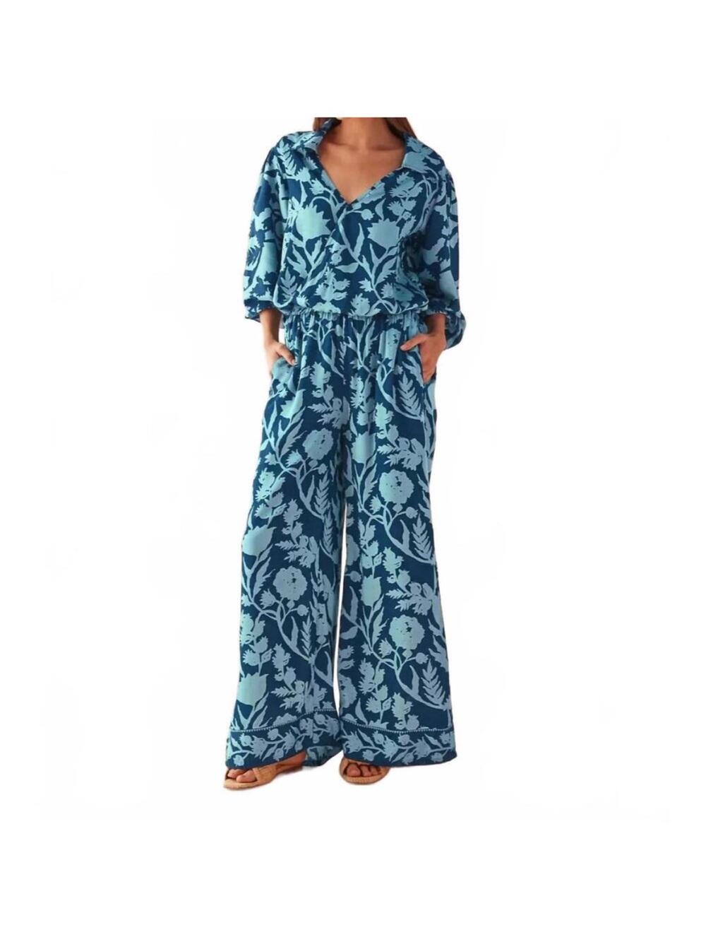 OMIKA Blue Floral Avery Blouse